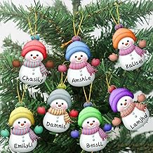 7pcs Personalized Name Snowman Ornaments for Christmas, Snowman Acrylic Ornaments for Christmas Tree Hanging Decorations,7 Colors Xmas Tree Hanging Tags with Family Name (Snowman)