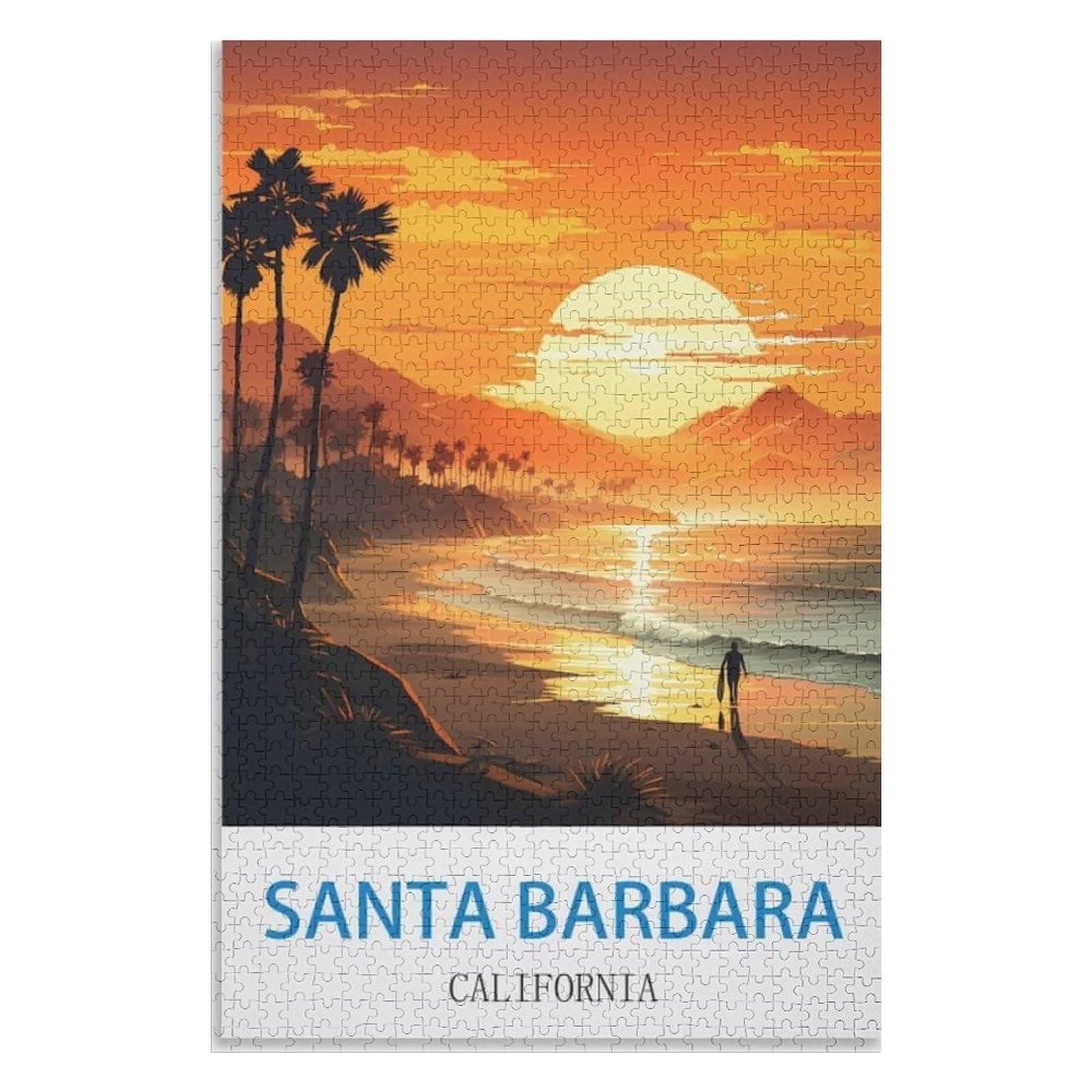 Adult Difficult Challenge Scenery， Santa Barbara California，Adults 1000 Piece Jigsaw Puzzle- Christmas，70x50，paper puzzle，AA-684
