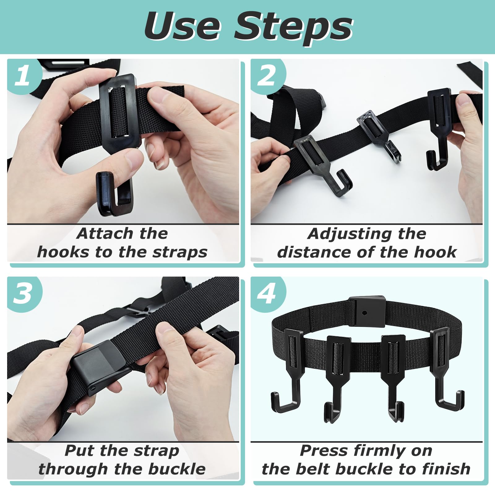 Treestand Strap Gear Hangers, desmontable árbol soporte arco durable arco caza Gear Strap con correa gruesa correa y 4 ganchos de plástico para escalada caza senderismo