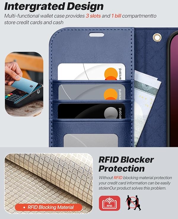 OCASE Compatible with iPhone 16 Wallet Case with Card Holders, Magnetic Detachable 2 in 1 Flip PU Leather Phone Case Cover Folio RFID Blocking Kickstand for 6.1 Inch iPhone16-Blue by OCASE - Image 5