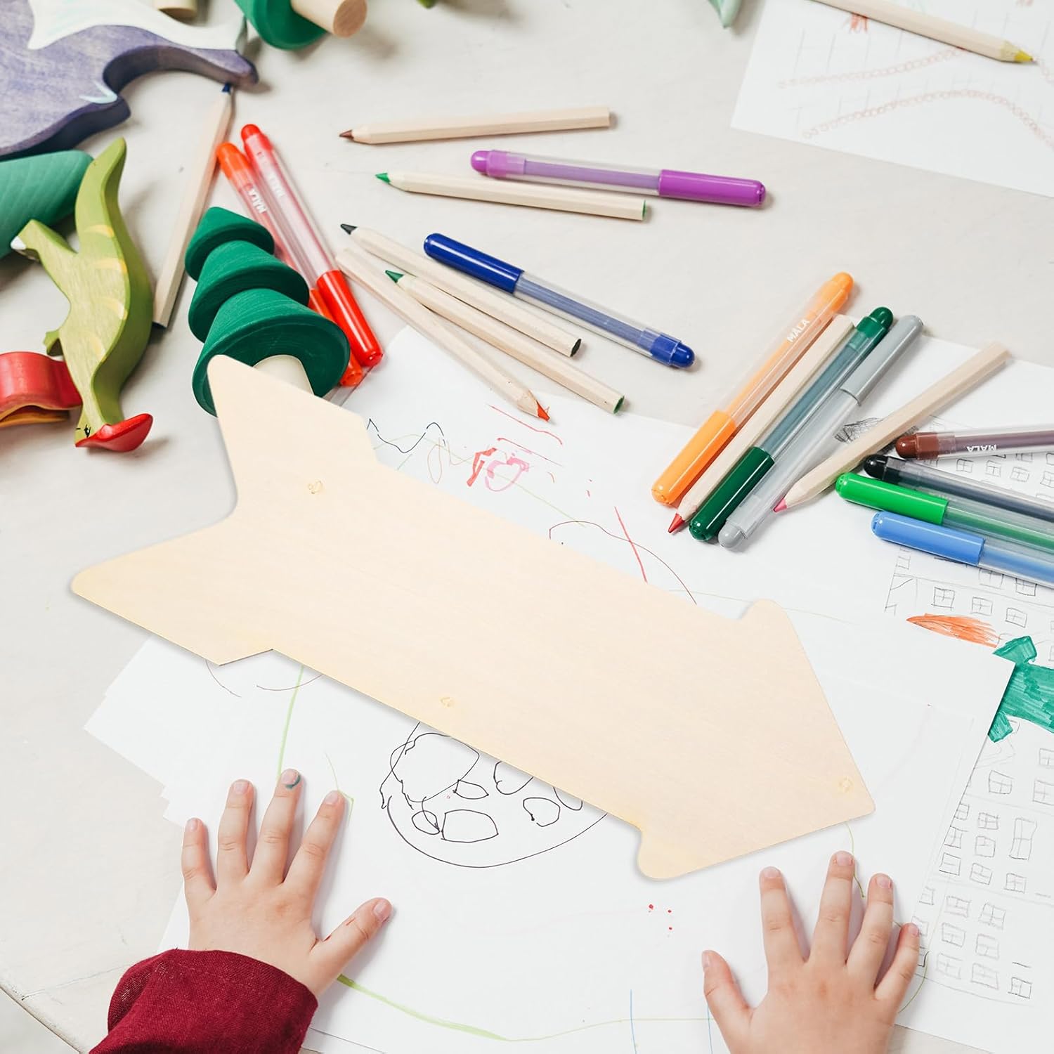 8Pcs Wooden Arrow Signs, Unfinished Arrow Wood Sign Cutouts Hanging Wooden Plaque for DIY Craft Halloween Christmas Signboard Decoration Ornament - Image 2