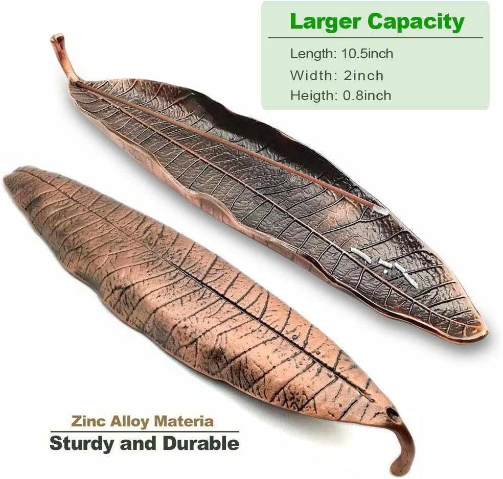 Incense Stick Burner- Leaf Incense Holder for Sticks Ash Catcher, Durable Zinc Alloy Material…