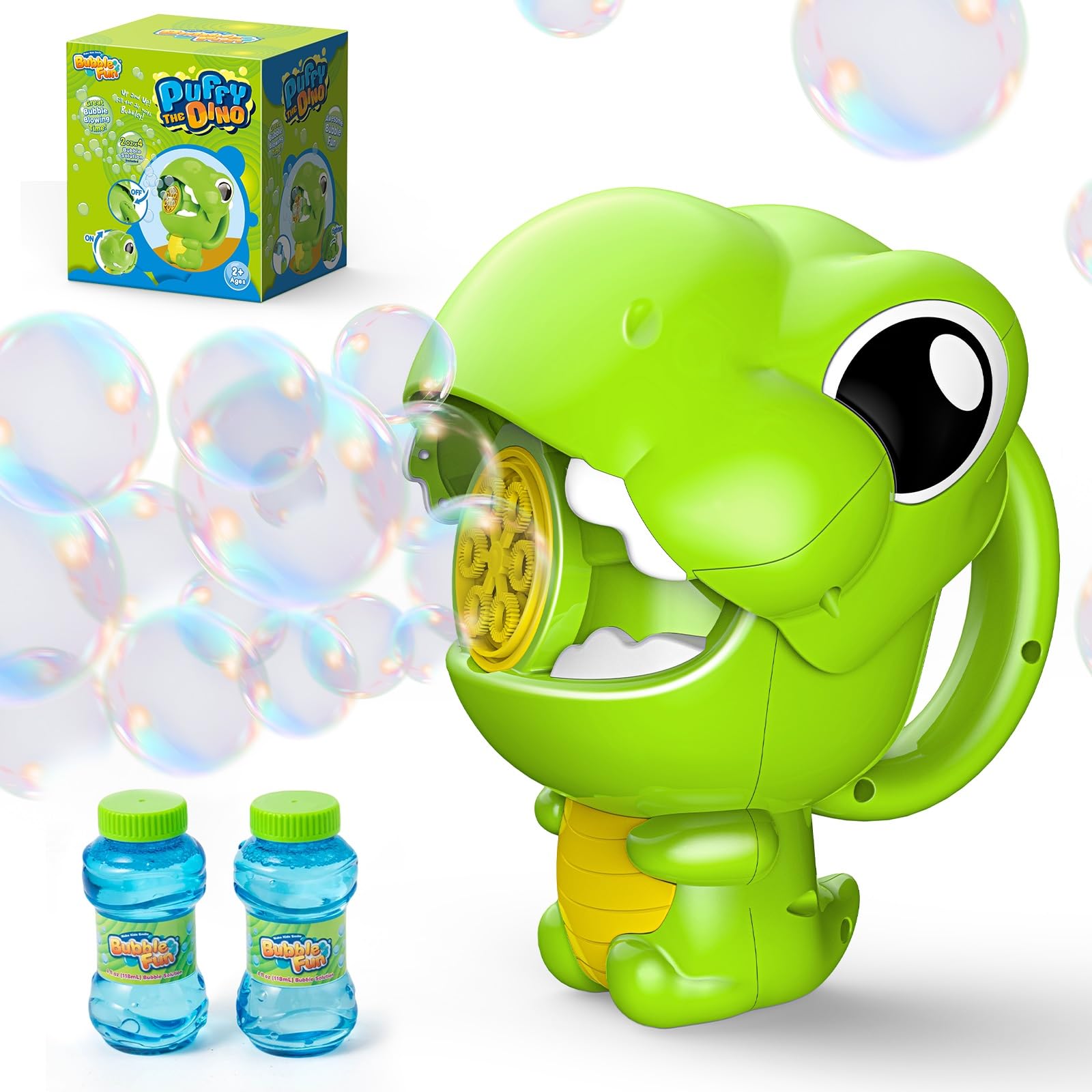 Dinosaur Bubble Machine for Toddlers Kids & Pets,Rechargeable Dino Bubble Gun with 8oz Solution,Handheld Bubble Maker Toy for Outdoor Indoor