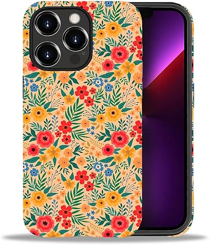 Miniatura 160 de Funda para iPhone 11 Pro Max, flores rojas coloridas 2 en 1, carcasa rígida + silicona, a prueba de golpes, protección contra caídas compatible con