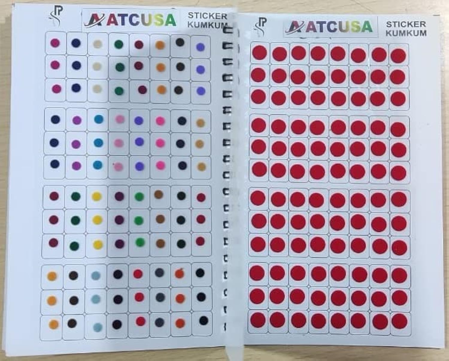 Sticker Bindi Mang Tiki Temprory Tatoos Polka Dot Bindi Sticker for Forehead - Unique Collection in Spiral Book - Size Variation 960 in One Single Book