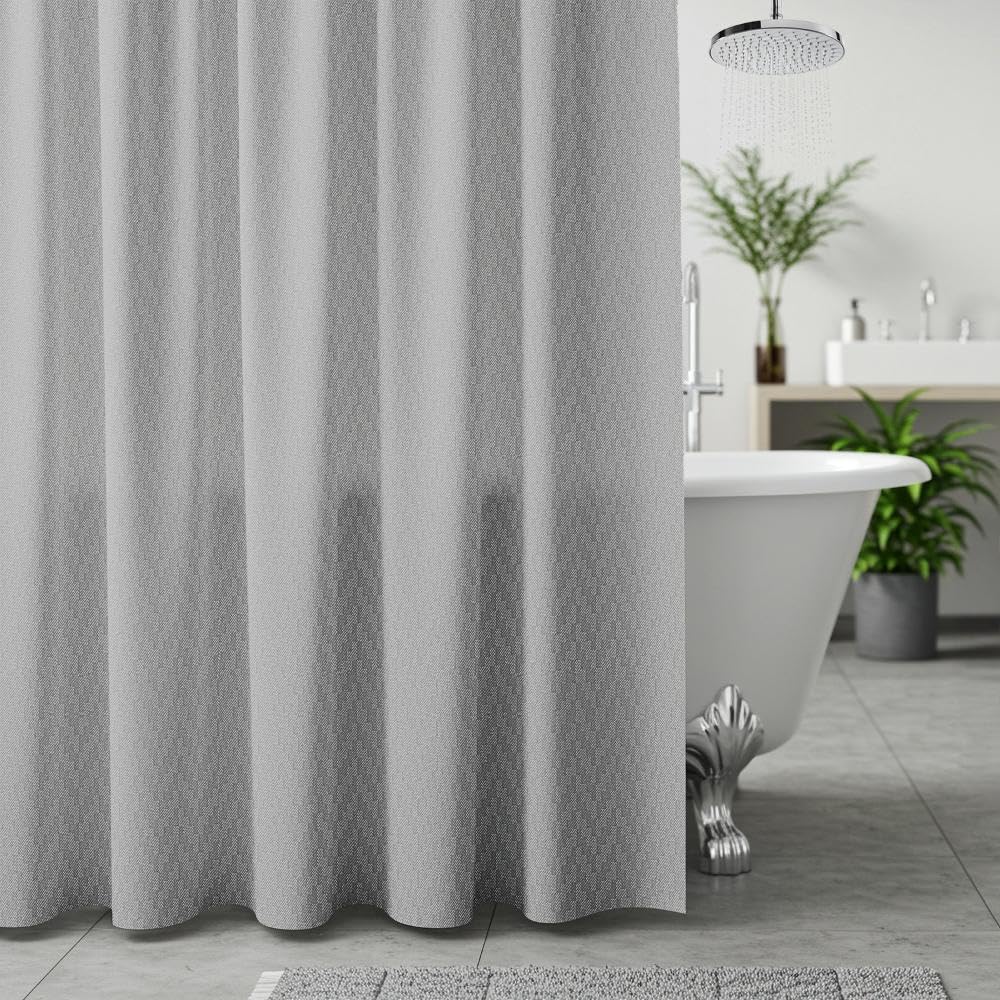 Wakefit Shower Curtain 6 Feet | Waterproof Bathroom Curtain | PVC-Free, No Plastic Smell | Curtain for Balcony | Machine Washable Fabric | Grey | Height 6ft & Width 6ft | 14 Free Hooks