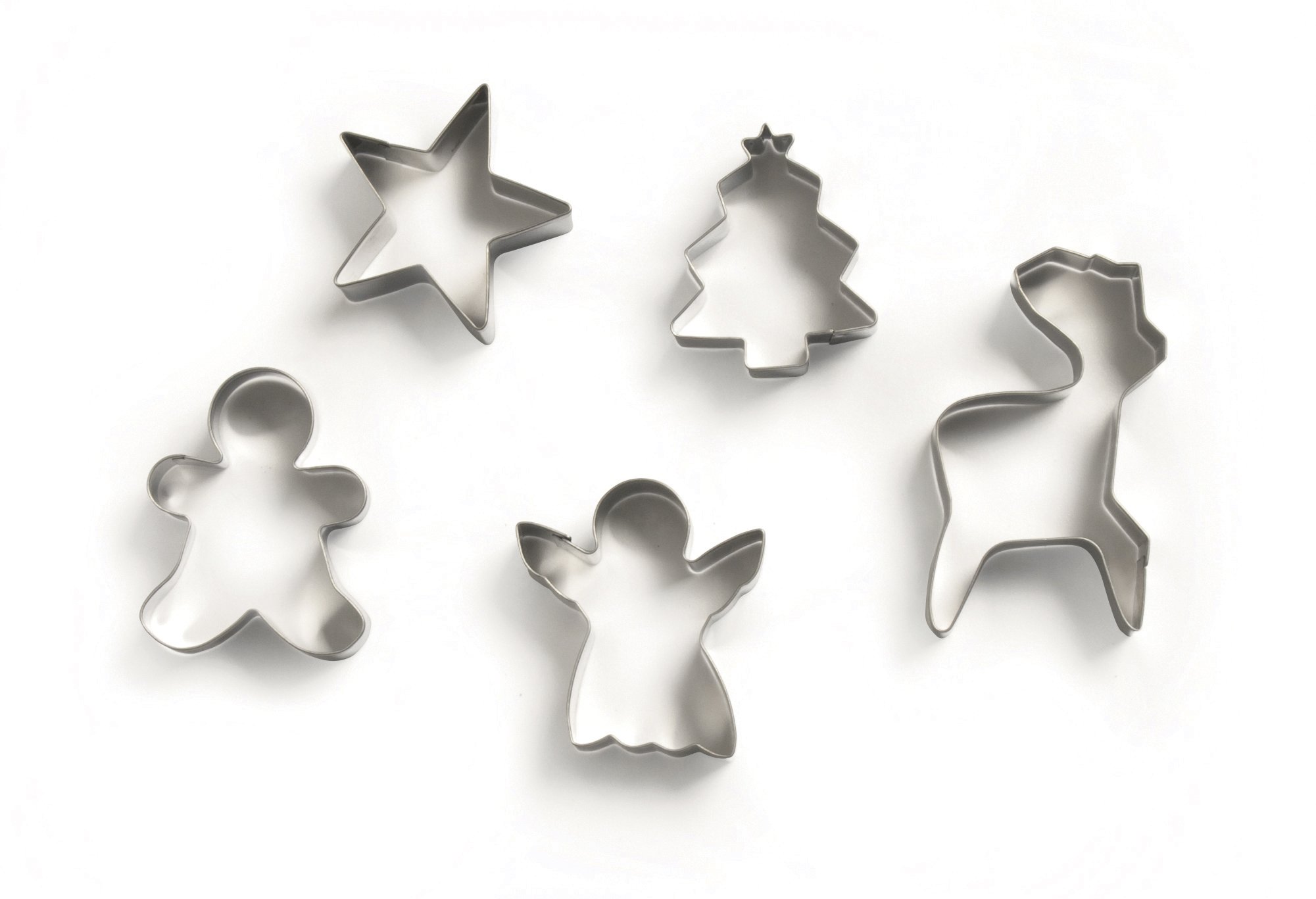 Excelsa Cookies Time - Set Da 4 Tagliabiscotti In Acciaio Inox Fantasy, 6x6x2 Cm, Argento