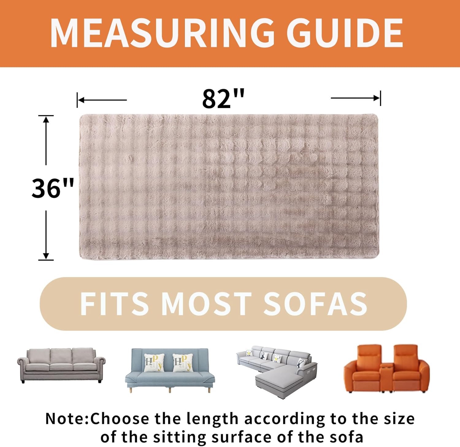 Waterproof Dog Bed Cover Non Slip Couch Covers for Dogs Washable Soft Faux Fur Sofa Cover Couch Covers for 3 Cushion Couch Sofa Pet Friendly (Khaki)