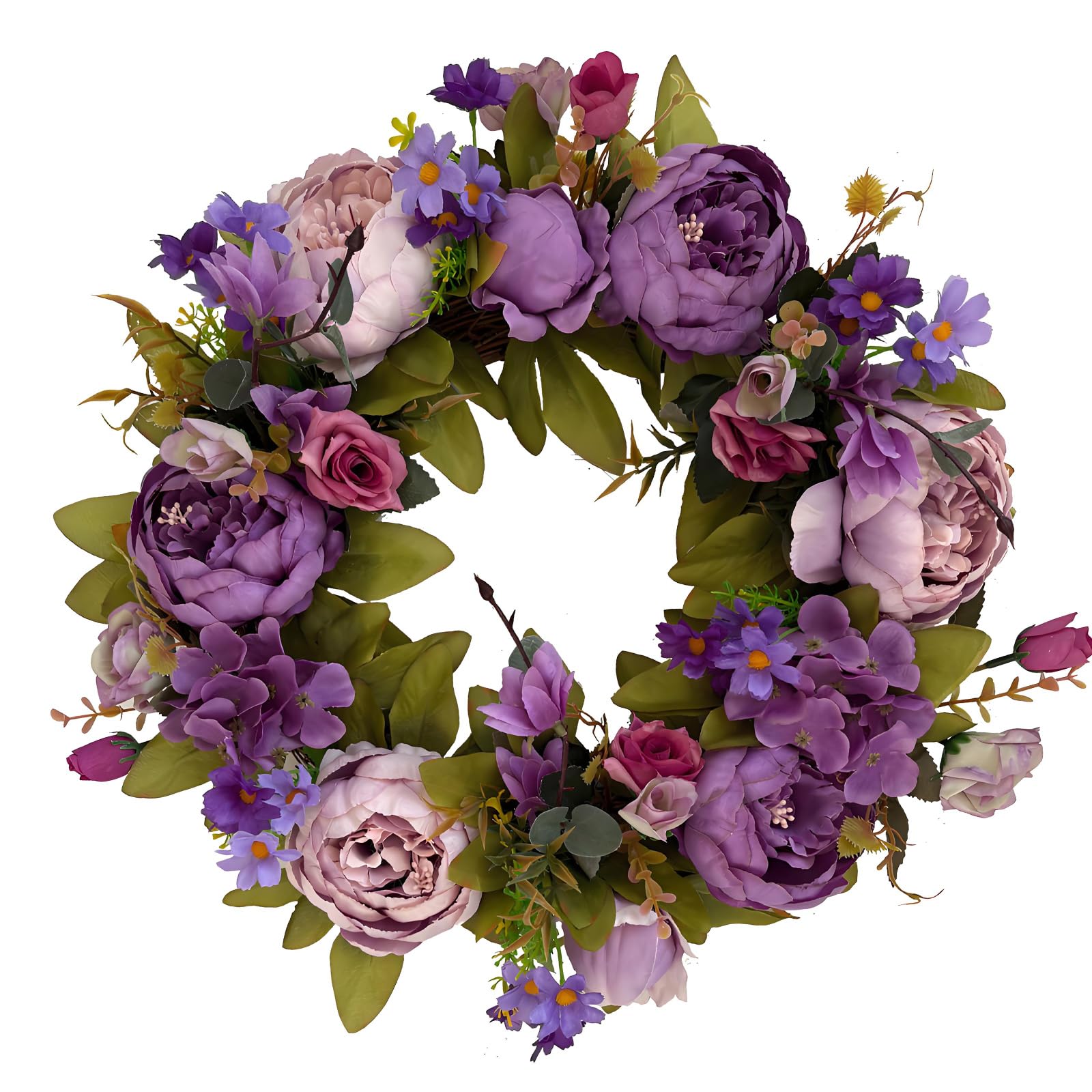 carotoe Peony Flower Wreath Decorative Hanging Ornament Silk Floral Decoration for Any Occasion Silk Paeony Wreath