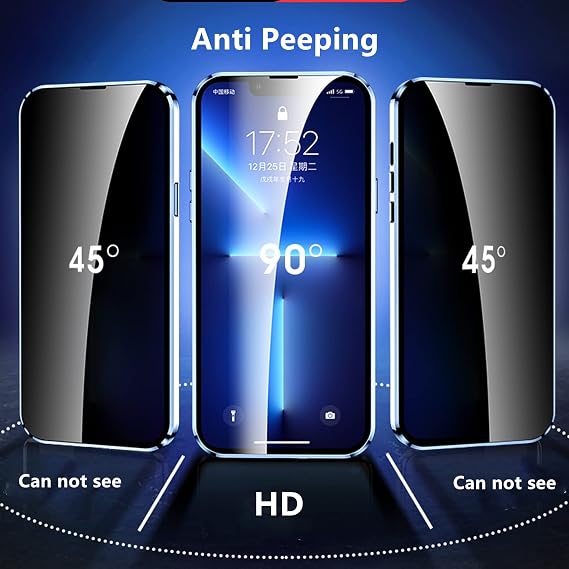 Anti Peeping Case for iPhone 13 (6.1), Jonwelsy 360 Degree Front and Back Privacy Tempered Glass Cover, Anti SPY Screen, Anti Peep Magnetic Adsorption Metal Bumper for iPhone 13 (Blue)