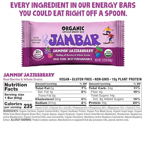 Miniatura 2 de JAMBAR Organic Artisan Energy Bar (Jammin' Jazzleberry - 12 unidades)