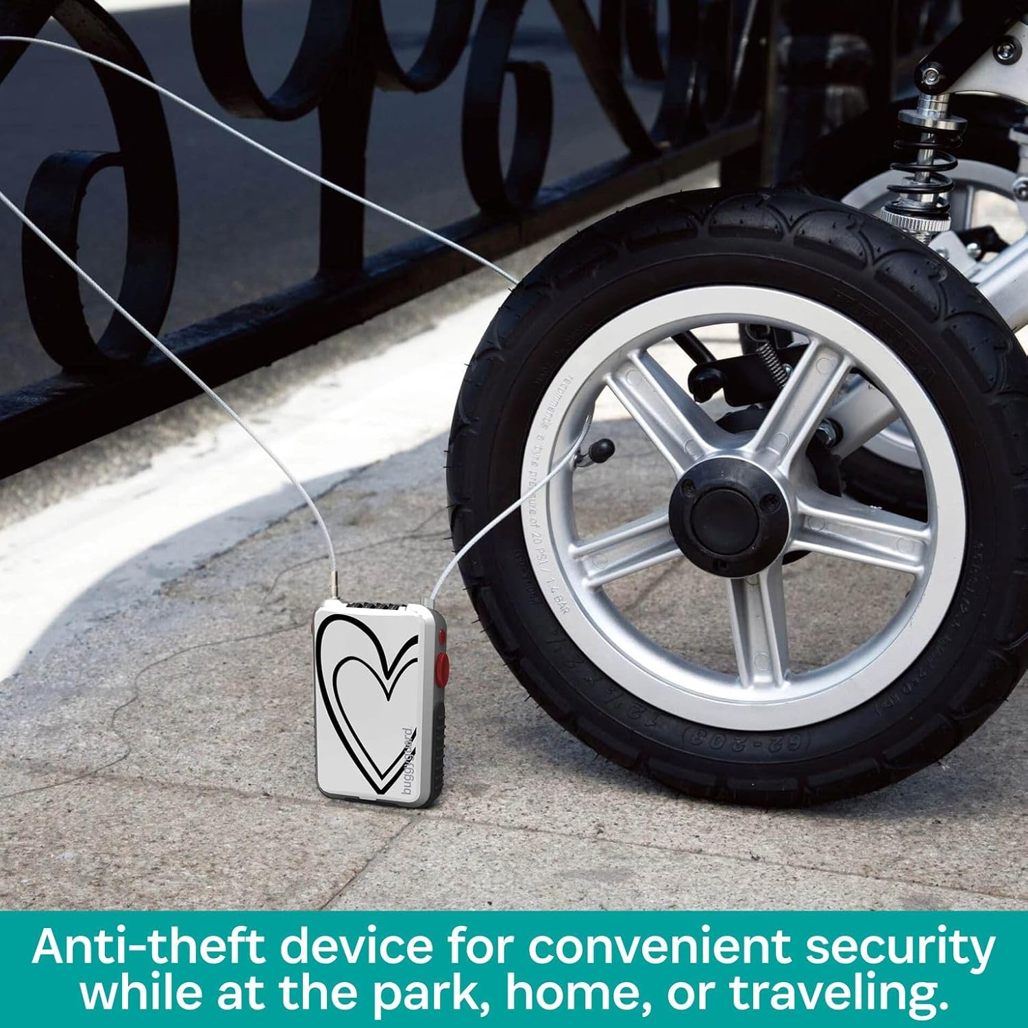 Buggyguard Anti-Theft Retractable Stroller Lock, One Heart