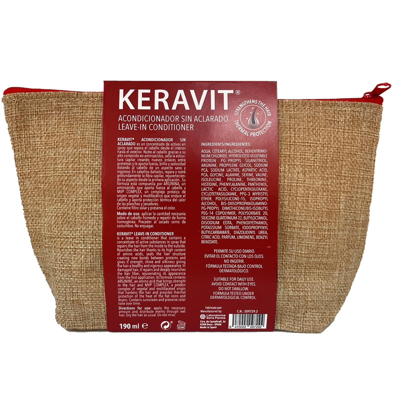 KERAVIT Leave-in Conditioner 190 ml with MVP Complex and Arginine. Preserves the colour - Image 3
