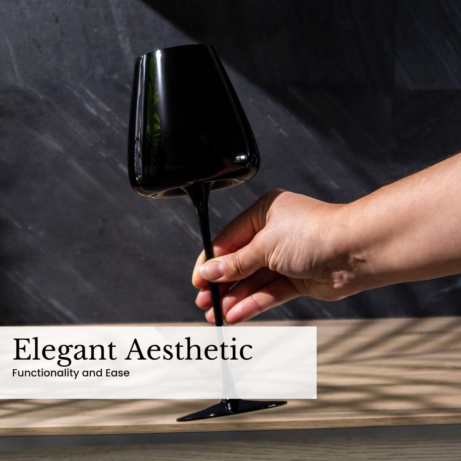 INTIRILIFE 6x Wein Glas mit modernem Design in Schwarz - 500 ml Füllmenge - Weißwein Rotwein Glas Kelch Spülmaschinenfest Kristallglas stoßfest