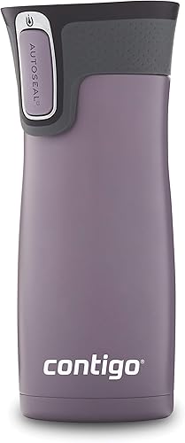 Miniatura 110 de Contigo Autoseal West Loop - Taza de viaje de acero inoxidable con aislamiento de vacío (16 oz, acero inoxidable/azul Mónaco, 2 unidades)