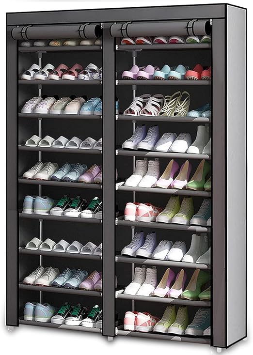 Amazon シューズラック カバー付き 靴収納 36 40足 10段 シューズラック 組み立て式 大容量 下駄箱 スリムシューズラッ 玄関収納 おしゃれ 靴入れ 靴棚 不織布カバー付き 省スペース 防水 防塵 防汚 幅約90 奥行30 高さ167cm 据え置き型シューズラック オンライン通販