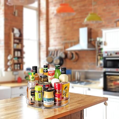 Miniatura 4 de Organizador Lazy Susan de 6 piezas, mesa giratoria de despensa de 11 pulgadas, recipiente giratorio de almacenamiento de alimentos para especias,