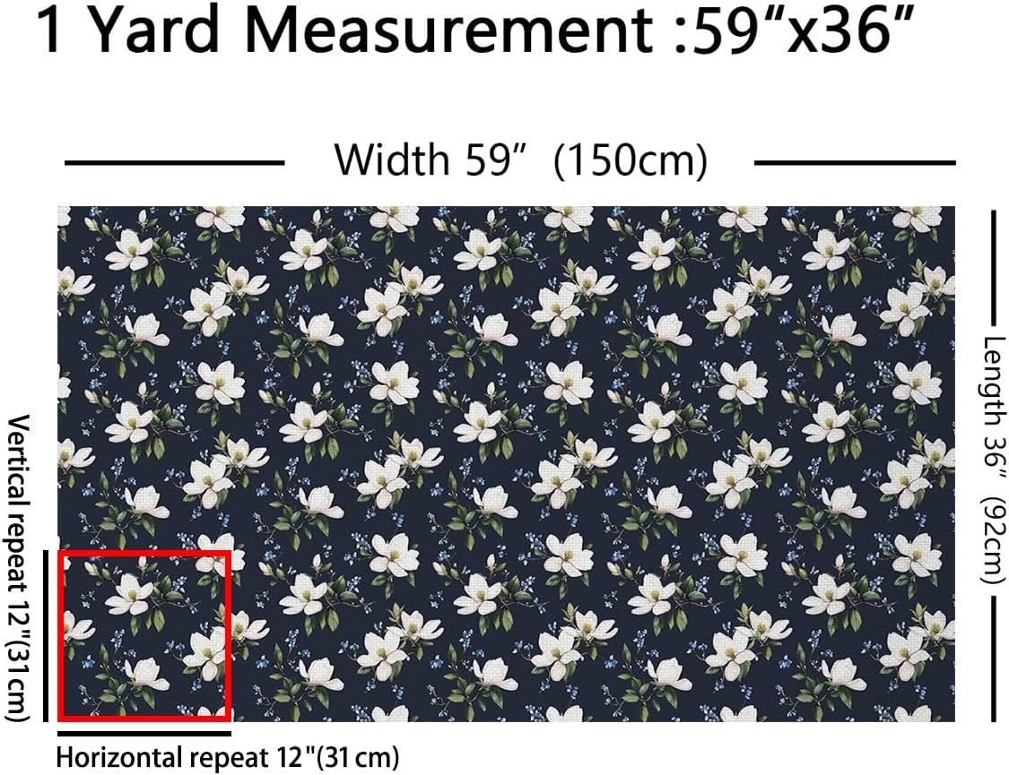 Erosebridal Floral Fabric by The Yard, Magnolia Blossoms Upholstery Fabric, Tradition Royal Vintage Flower Decorative Fabric for Upholstery and Home Accents, Blue Yellow, 3 Yards