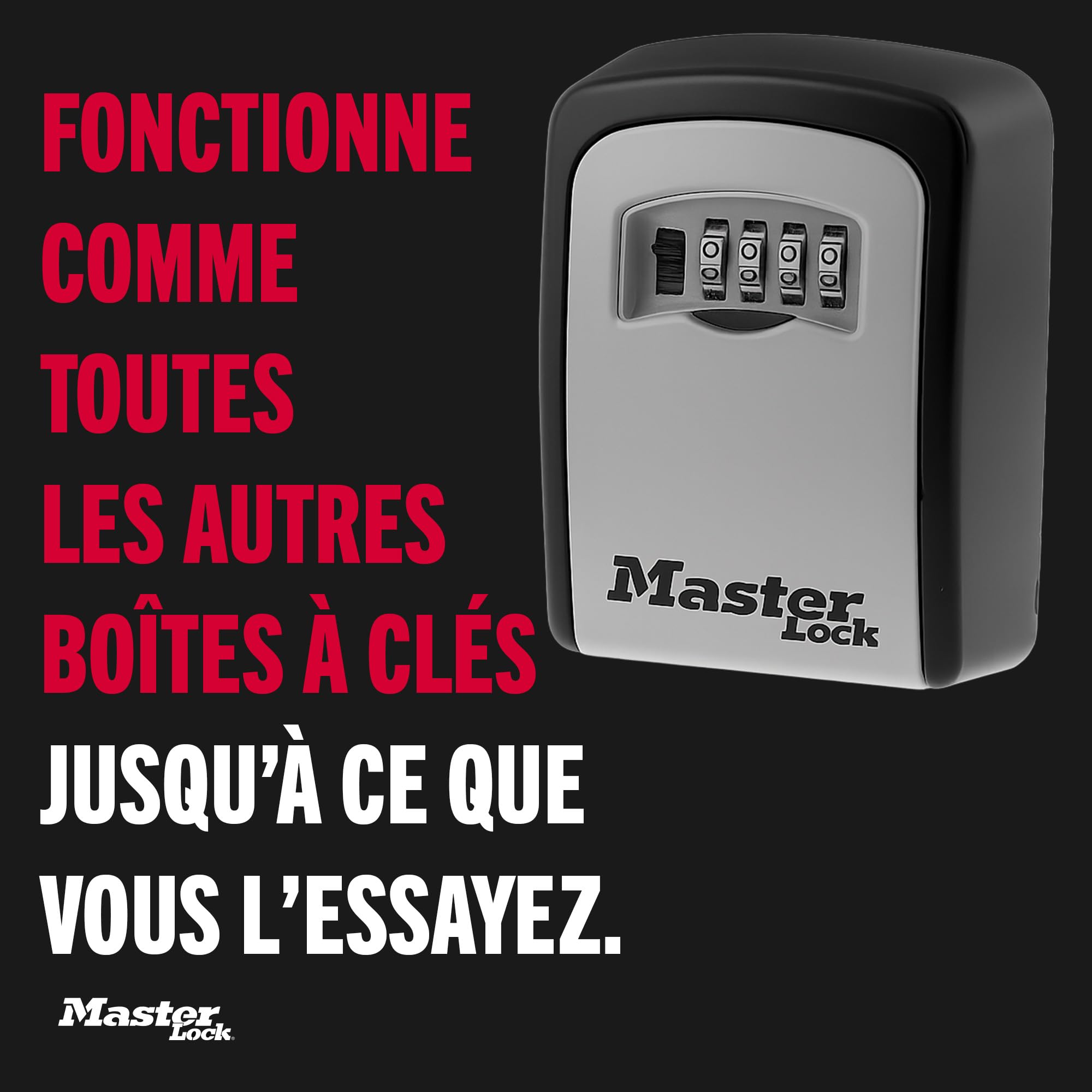 Master Lock Boite a clef sécurisée Fixation murale Extérieur 11.9 x 8.5 x 3.6 cm Gris/Noir