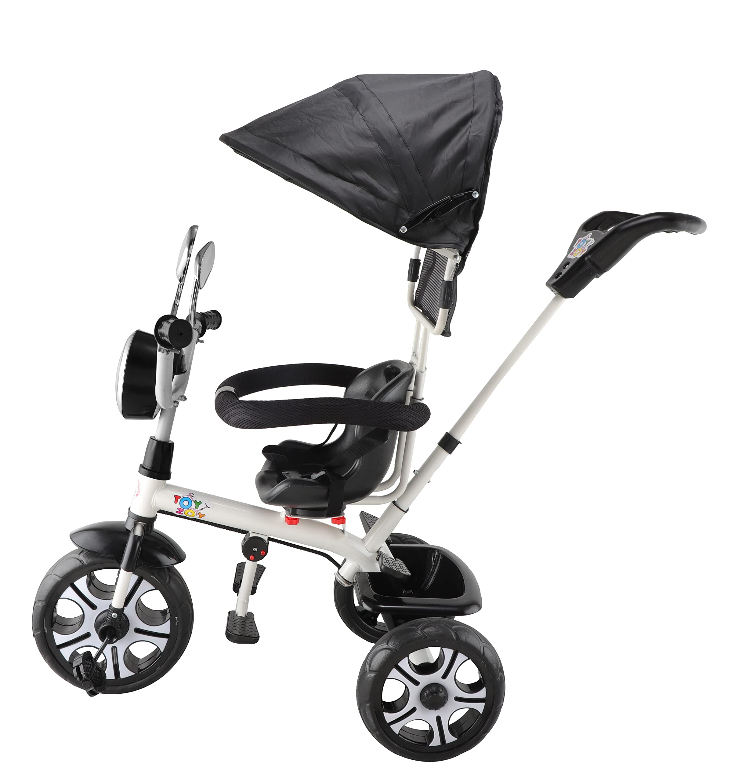 Toyzoy Melody Pro Max Kids|Baby Musical Trike|Tricycle with Light, Foldable Canopy and 360 Degree Seat Rotating Tricycle for Kids|Boys|Girls Age Group 2 to 5 Years, TZ-544 (White & Black) 1