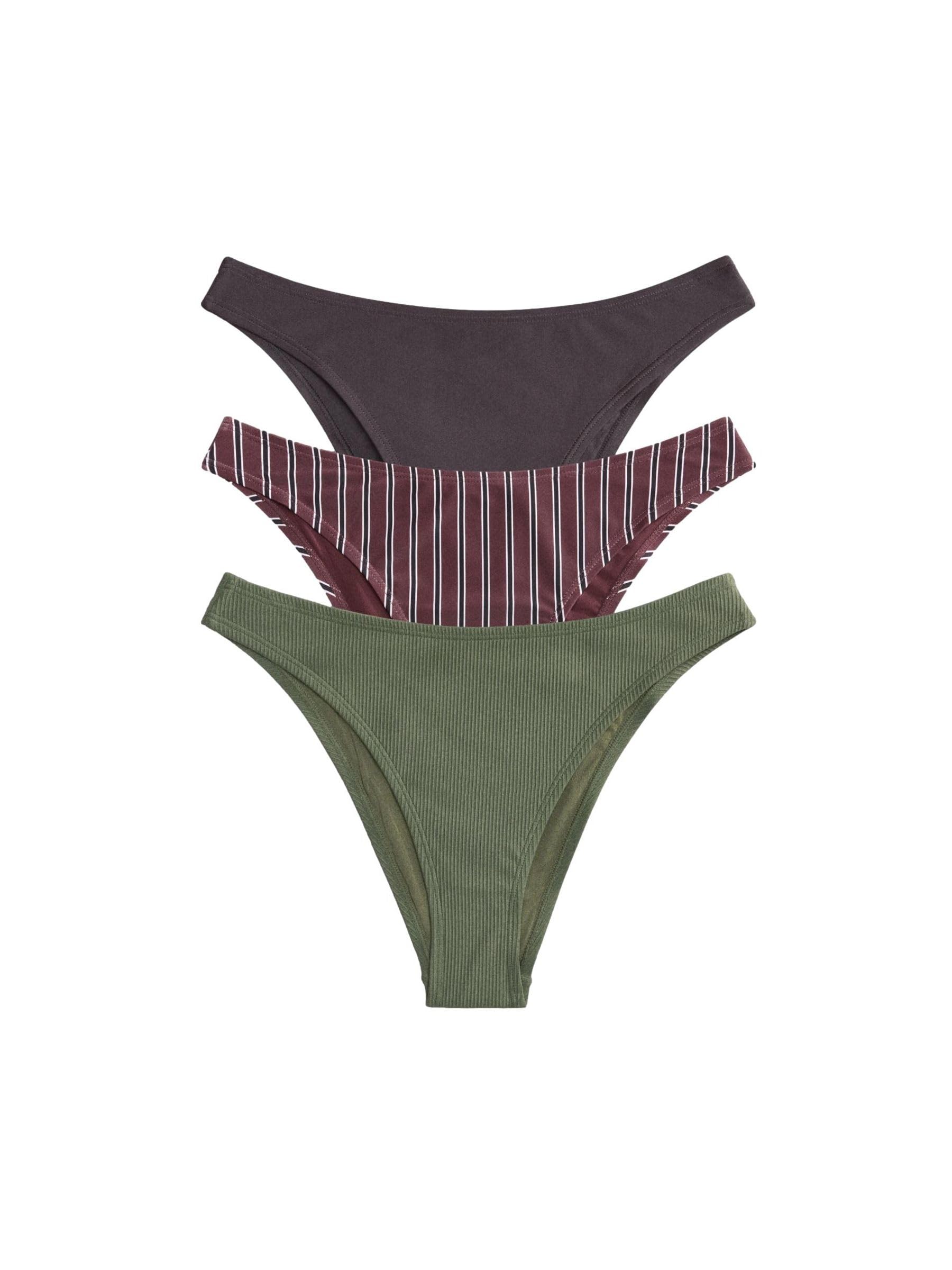 THE SET Mujeres Pack de 3 Braguitas de Bikini de Pernera Alta