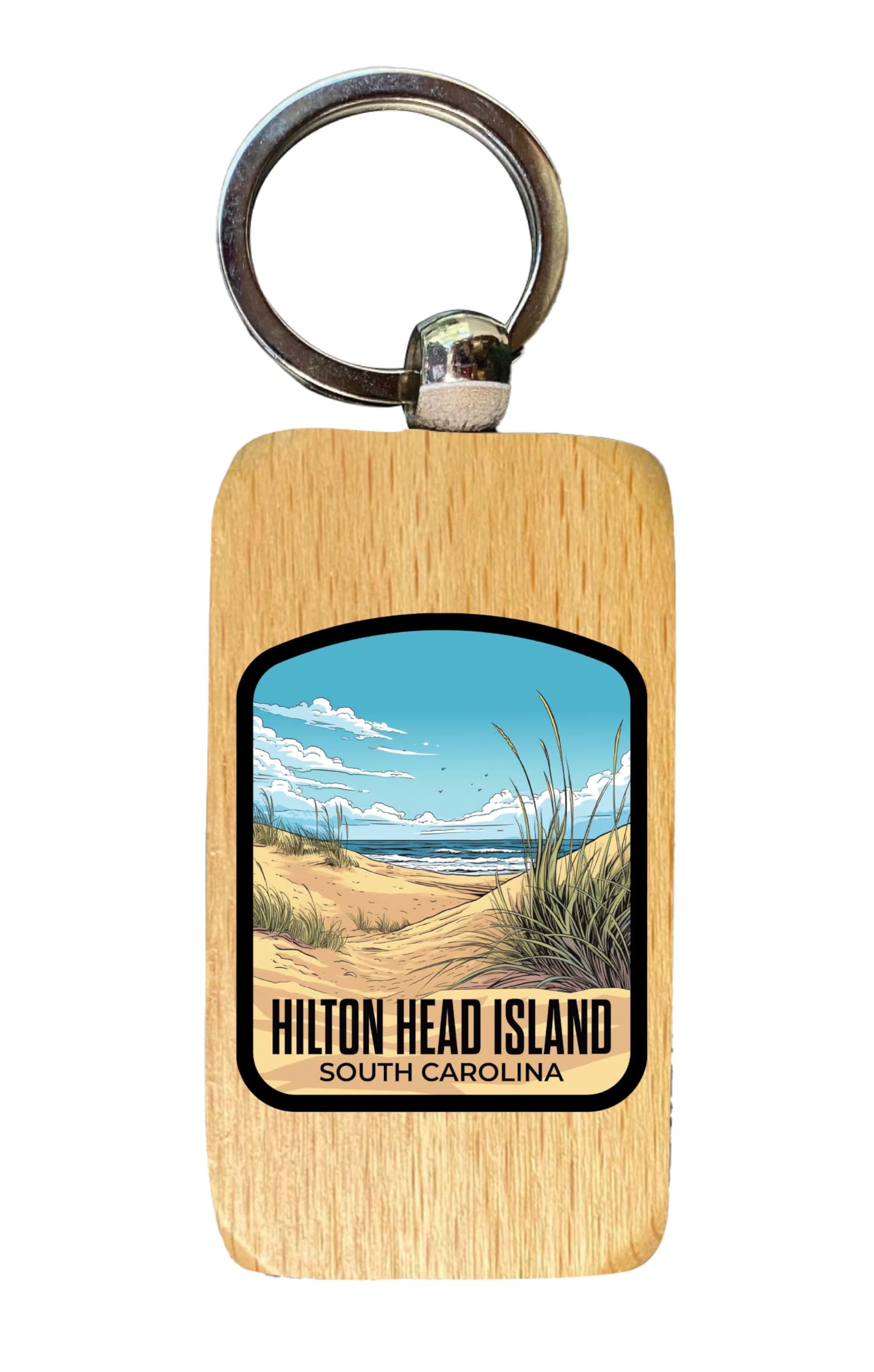 R and R Imports Hilton Head Island South Carolina Design A Parent row Souvenir 2.5x1-Inch Souvenir Wooden Keychain