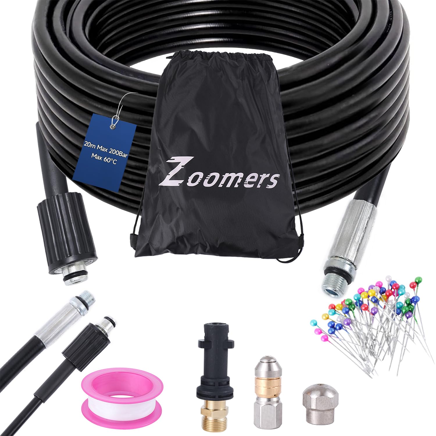 Sonda Per Idropulitrice Sonda Sturatubi Per Idropulitrice 30m 200 Bar - Compatibile Con Karcher, Parkside, Lavor Accessorio Idropulitrice Professionale