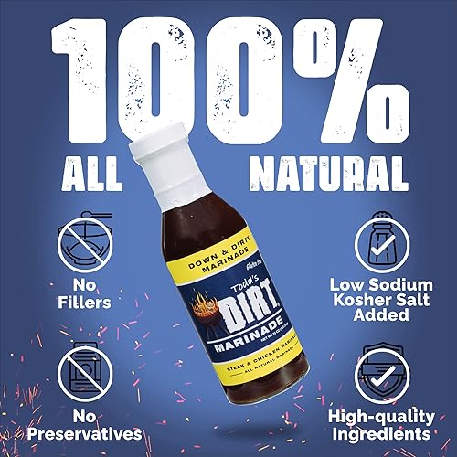 Miniatura 3 de Todd's DIRT - Adobo de botella de 15 onzas de plumón y sucio, adobo de carne y pollo, marinado gourmet que es ideal en todo, 100% natural sin MSG y
