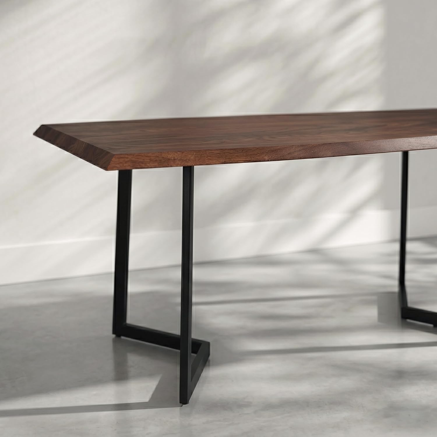 SIMPLIHOME Watkins Dining Table - 72 inch Wide Solid Mango Wood Table in Pecan Brown, Modern Industrial Style for Dining Room or Kitchen with Charcoal Powder-Coated Inverted Metal Legs, Seats 6