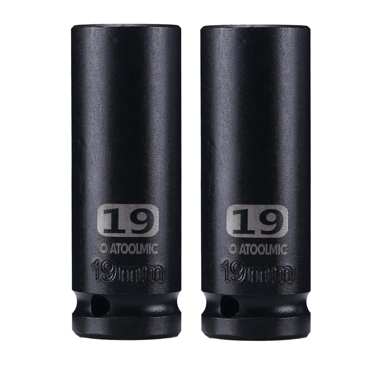 1/2"Square Drive x 19mm Deep Impact Socket Set,2 PCS Metric Socket,6 Point CR-MO for Easy Removal of Axle Nut (19mm)