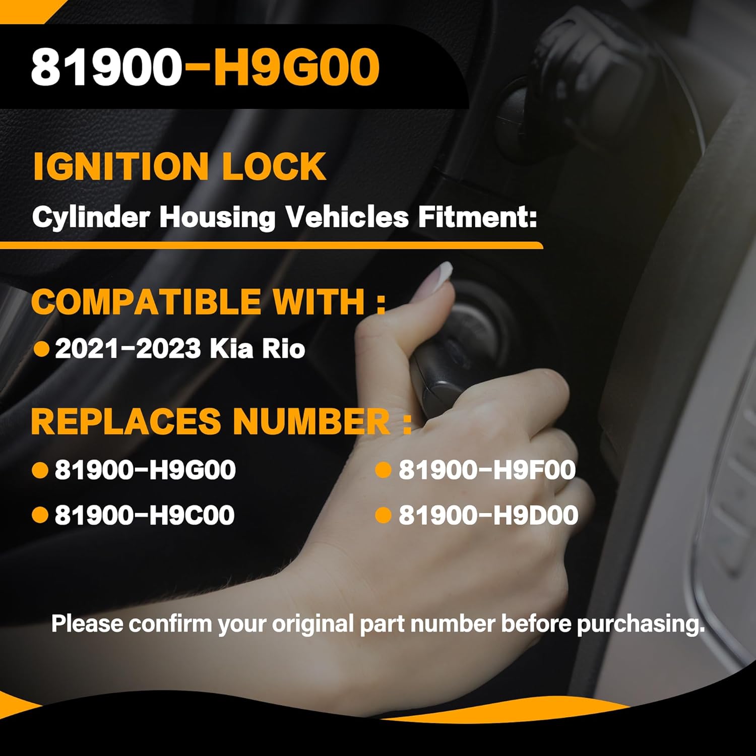 81900-H9G00 Ignition Lock Cylinder & Housing Assembly Compatible with Kia Rio 2021 2022 2023, Ignition Lock Switch Cylinder Assembly with 2 Keys, Replaces 81900-H9C00, 81900-H9F00, 81900-H9D00
