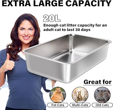 Stainless Steel Litter Box XL, Metal Litter Box 2 Pack