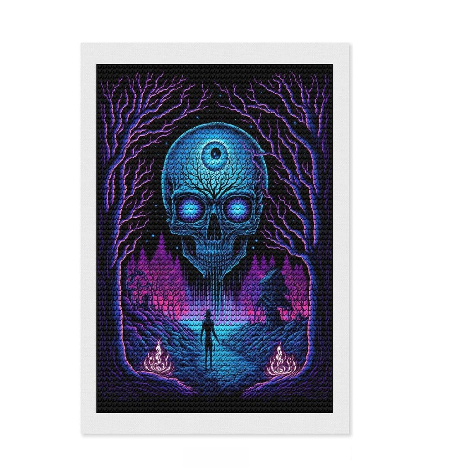 Junmoney Black Light Inception Diamond Painting Set 8"x12", for Beginners, Neat Printed Canvas, Holiday Gift Idea, Farmhouse Decor, Printed Canvas