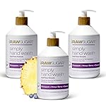 RAW SUGAR Simply Hand Wash, 16.9 Fl Oz (Pack of 3) Pineapple + Maqui Berry + Coconut Liquid Hand Soap for Kitchen or Bathroom, Cleanses & Refreshes Hands, Formulated without Sulfates & Parabens