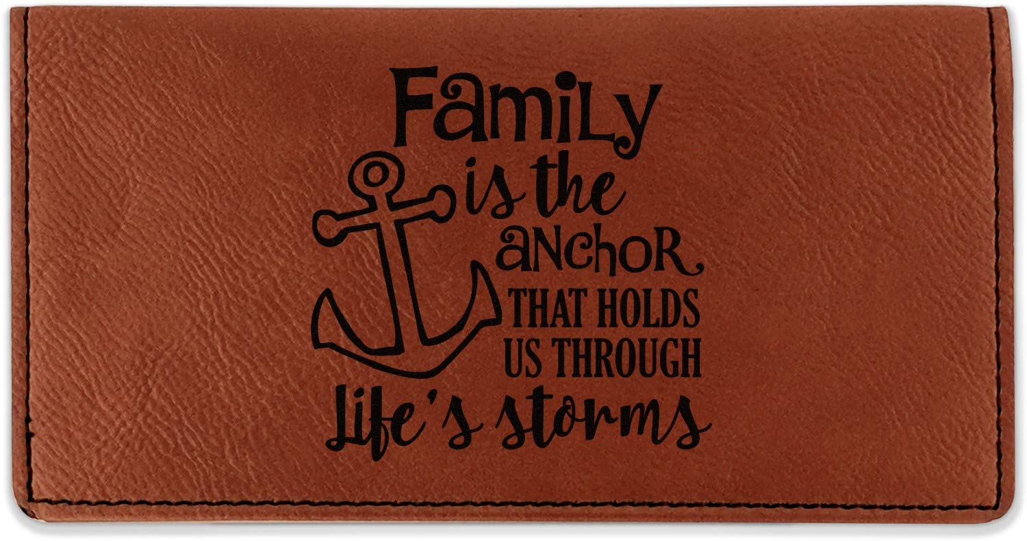 Personalized Family Quotes and Sayings Leatherette Checkbook Holder - Double Sided