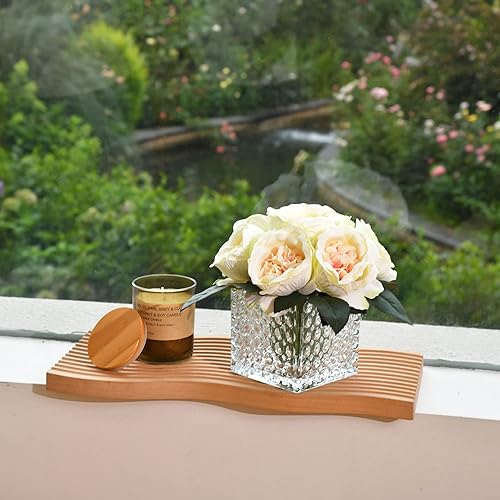 Miniatura 3 de Centros de mesa artificiales de seda de peonía artificial en jarrón de vidrio para decoración de mesa de boda del hogar (champán)