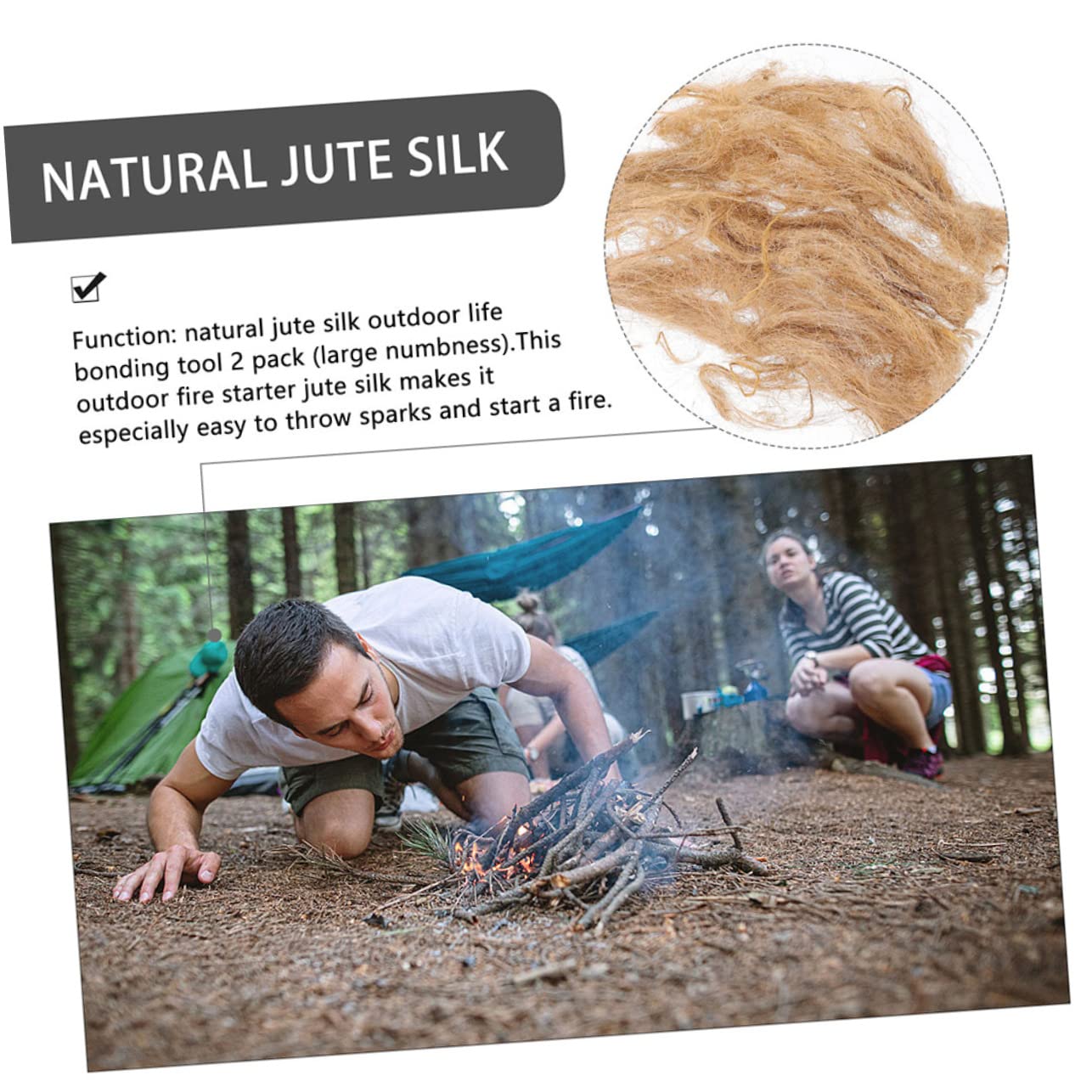 BESPORTBLE 12pièces Outils De Feu Professionnels Jute Naturel Accessoires De Camping Survie Allume-feu Pratiques pour Activités Plein Air