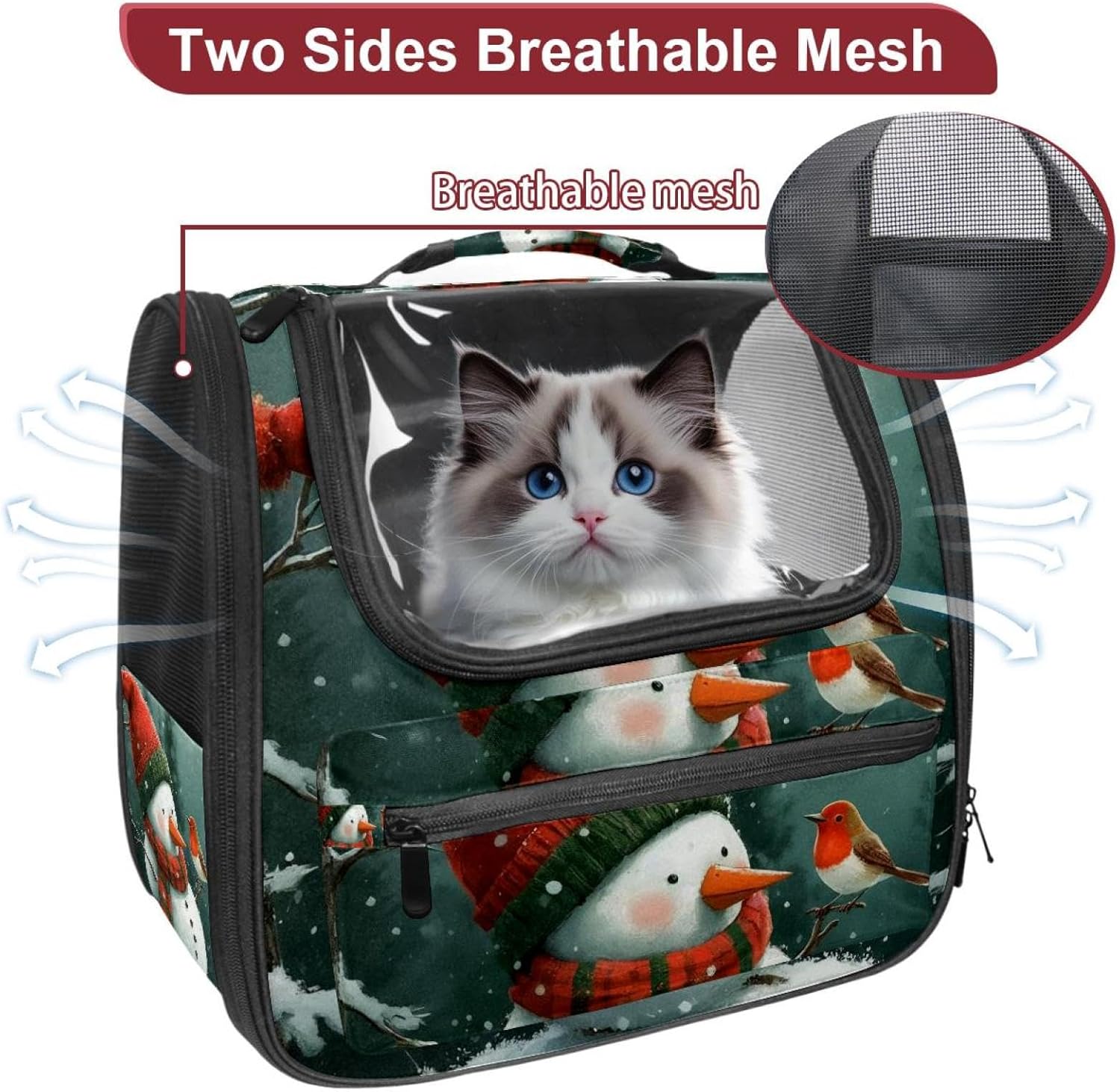 Dog Carrier Backpack for Small Pets - Cat & Dog Backpack for Hiking, Camping or Travel, Merry Christmas_10