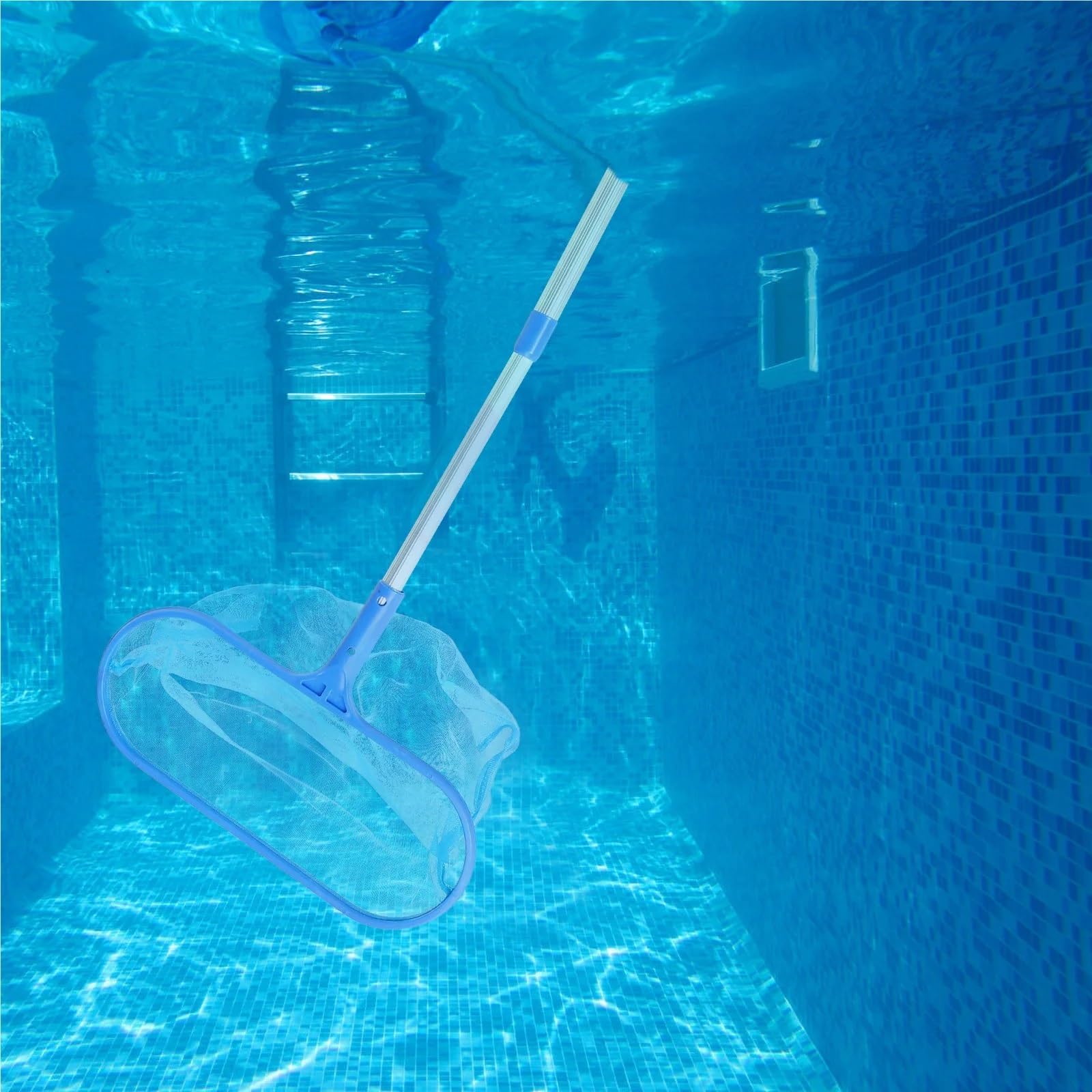 Épuisette De Piscine À Mailles Fines, Manche Télescopique Amovible Et Rétractable pour Piscine Étang