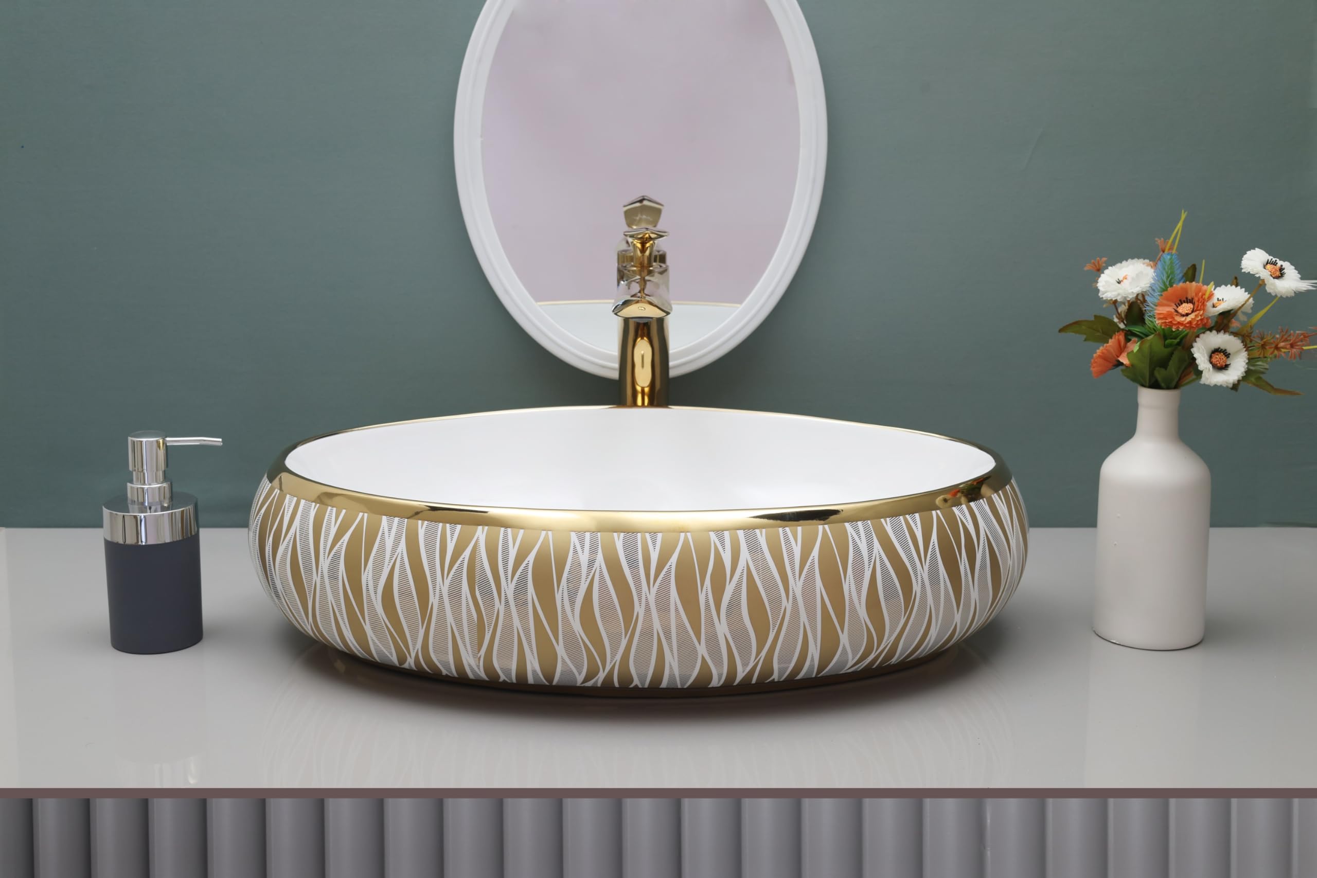 MAHISRE Ceramic Tabletop Wash basin, Designer Ceramic Counter Top, Wash Basin/Sink For Bathroom And Livingroom. 24 * 17 * 5.5 IN (G2207) (B0D17XM7FT) Amazon Price History, Amazon Price Tracker