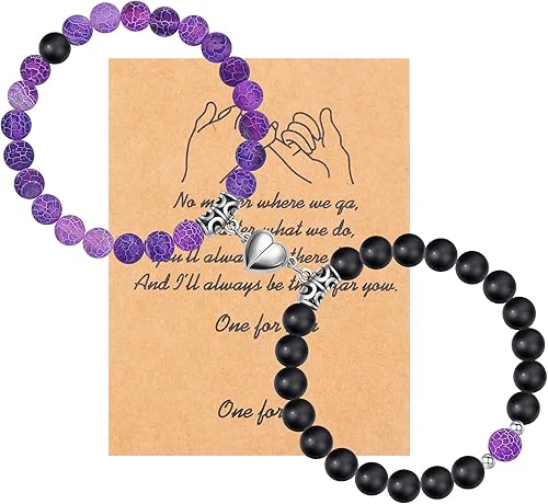 Pulseras magnéticas para parejas, pulseras de amor, pulseras de cuentas naturales a distancia, regalos para el día de San Valentín