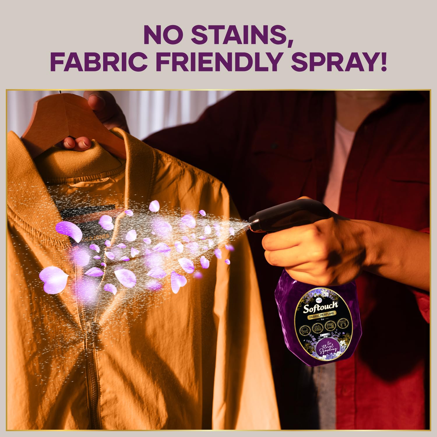 Softouch Fabric perfume Spray Floral Symphony 370 ml| Instant frgarance| Eliminates odours on Clothes, Curtains, Sofa, Cushions, Carpets, Bedding - Image 7 thumbnail