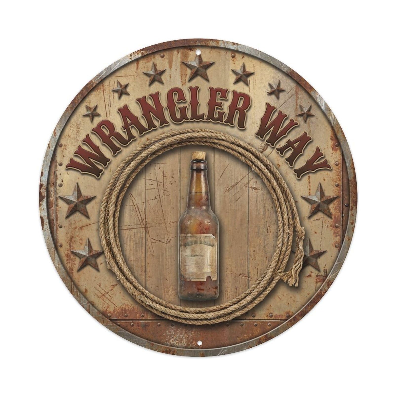 Vintage Beer Western Cowboy Wrangler Way Retro Bar Metal Tin Sign
