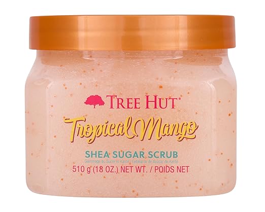 Tree Hut Shea Sugar Scrub Tropical Mango, 18oz, Ultra Hydrating and Exfoliating Scrub for Nourishing Essential Body Care