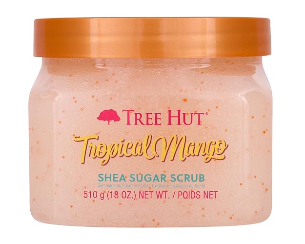 Tree Hut Shea Sugar Scrub Tropical Mango, 18oz, Ultra Hydrating and Exfoliating Scrub for Nourishing Essential Body Care - Mango Puree
