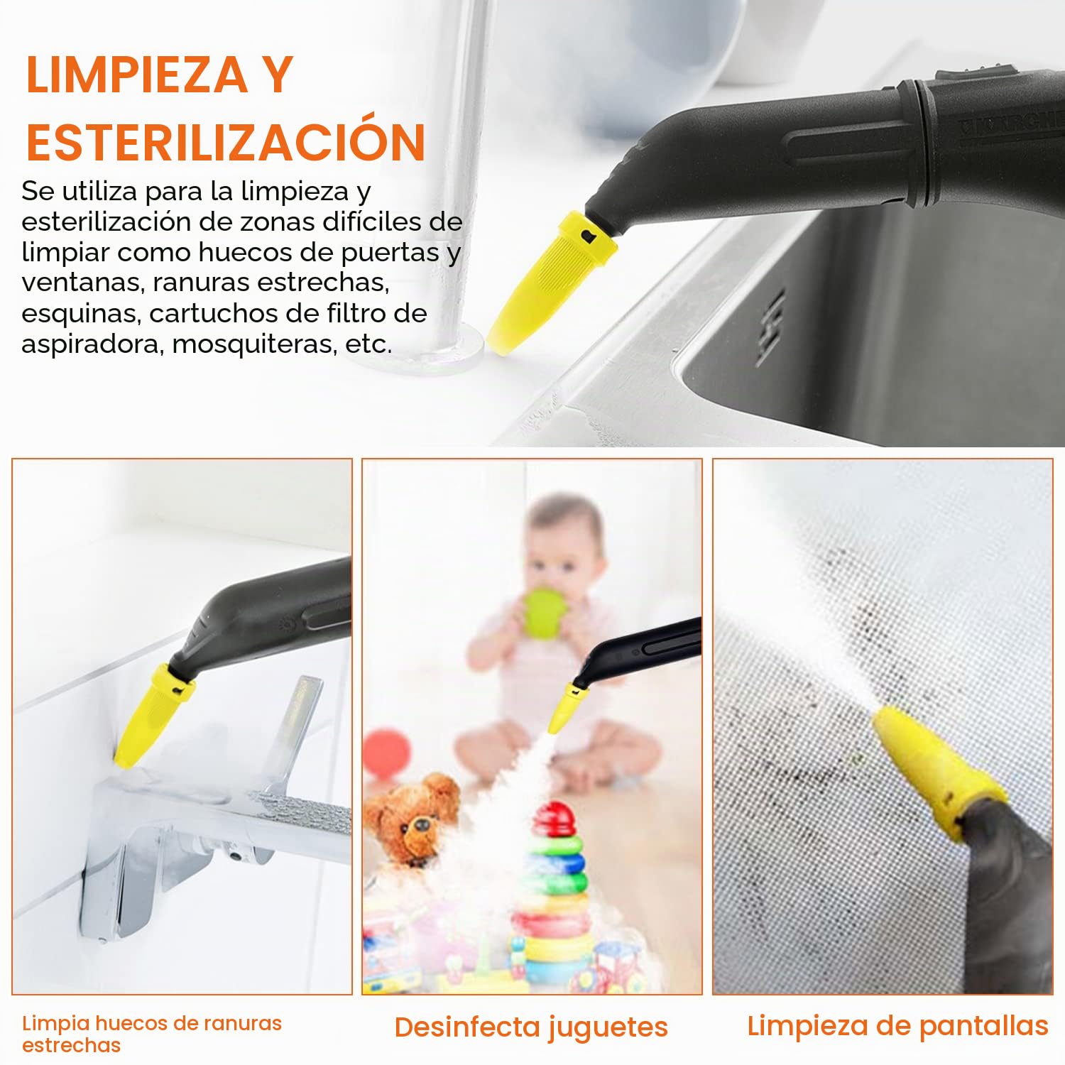 Accesorios para Cepillos Limpiadores a Vapor para Kärcher, Cepillos Redondos Cabezal de Boquilla de Limpieza de Vapor Piezas de Repuesto, Compatible con Kärcher SC1/SC2/SC3/SC4/SC5/SC7/CTK10 (150g)