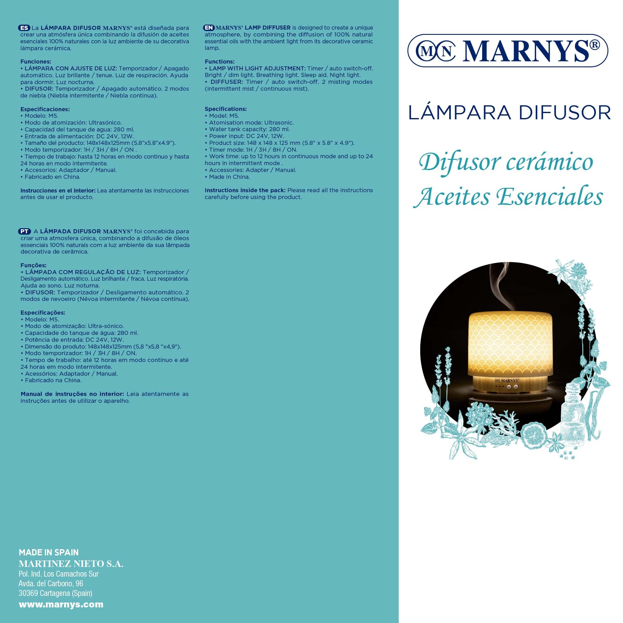 Marny, Ceramiczna lampa dyfuzora aromatów, dyfuzja olejków eterycznych, Relaksujące światło otoczenia, 3 tryby światła i 2 tryby dyfuzji