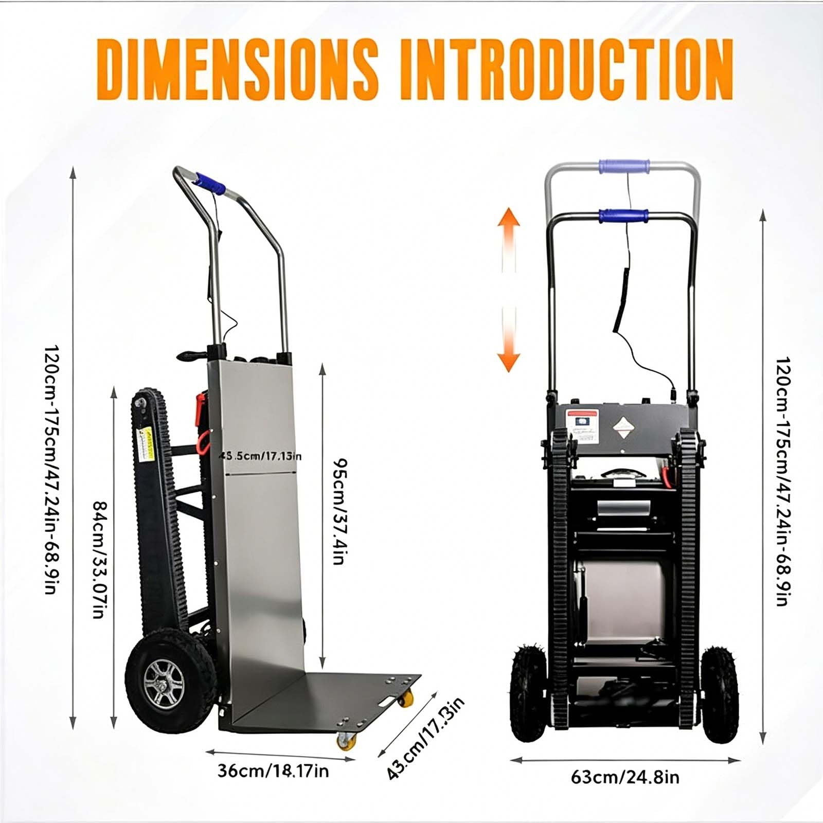 Carrello Montascale Elettrico, con Maniglia Telescopica Scale e Discese, con Batteria Rimovibile, Motori Brushless, per Sacchi e Oggetti Pesanti su e Giù Scale,005