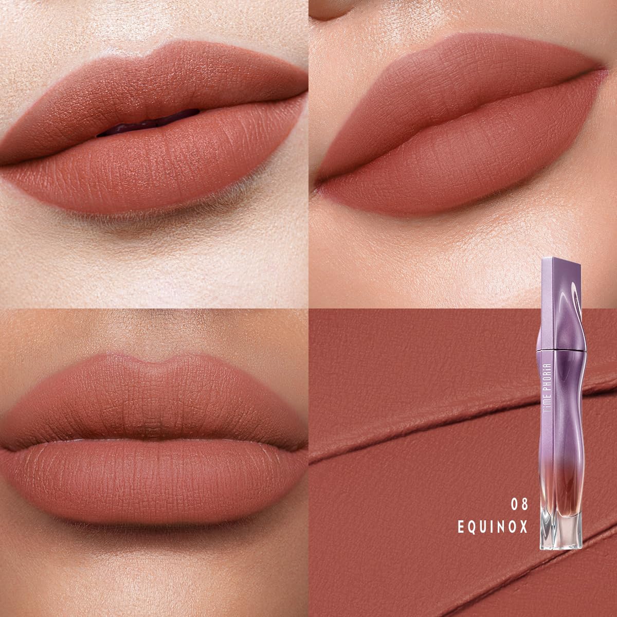 TIMEPHORIA NEBULA VELVET LIP CREAM-Long Lasting Lip Stain, Waterproof and Transfer Proof Lip Tint, Matte Finish Lipstick, Smooth Out Lip Lines, Lightweight Lip Cream, High Coverage (08 EQUINOX)