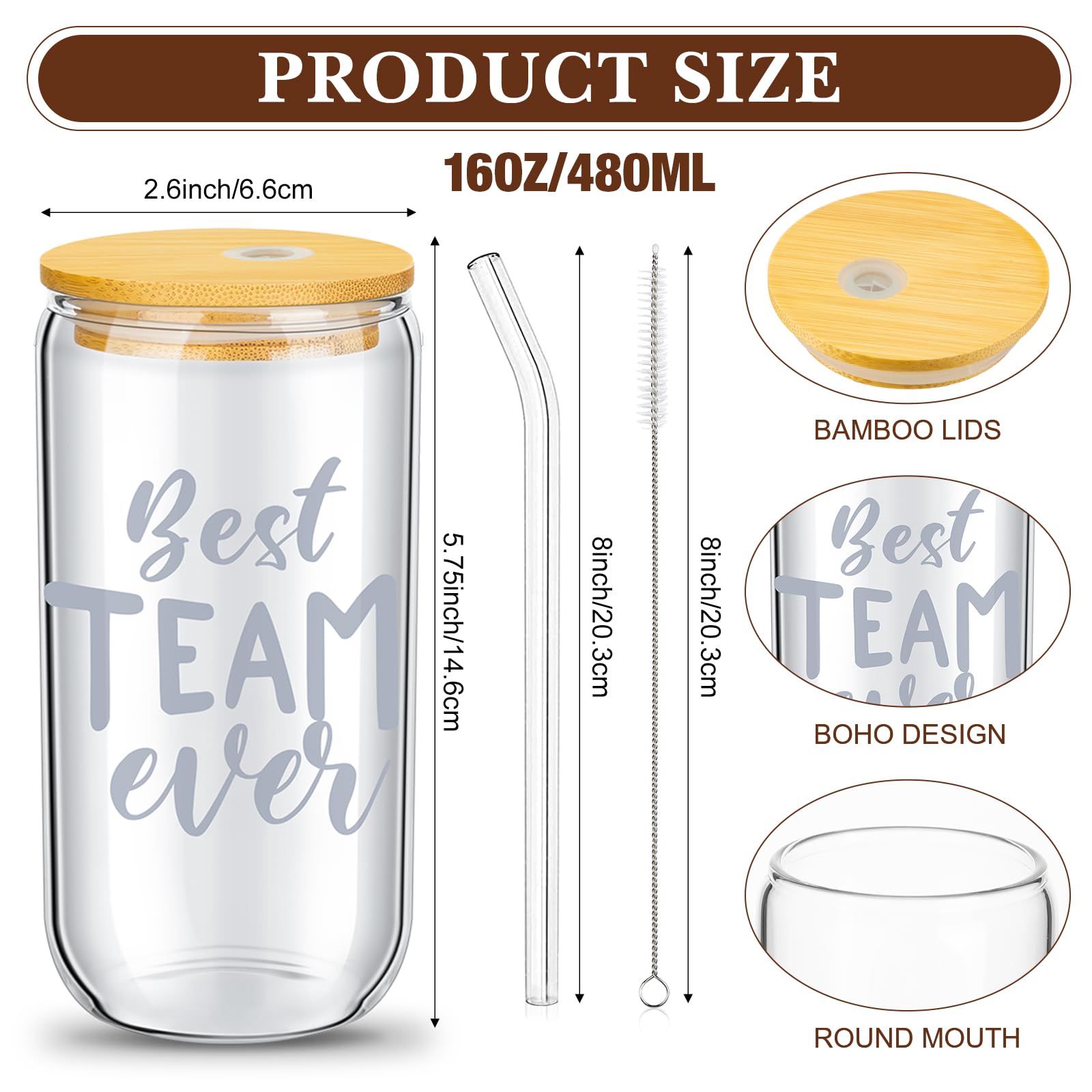 Juego de 16 regalos de agradecimiento para empleados, vasos de cerveza en forma de lata de 16 onzas con tapas, popotes, cepillos, regalos de Navidad para empleados, personal, profesores,